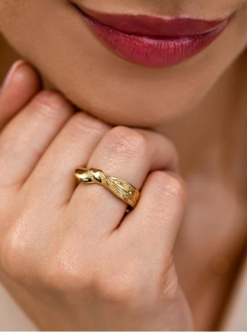 Pierścionek, stal pozłacana S411235Z00