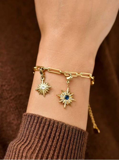 Zawieszka, charms gwiazda, stal pozłacana, SC11412Z00