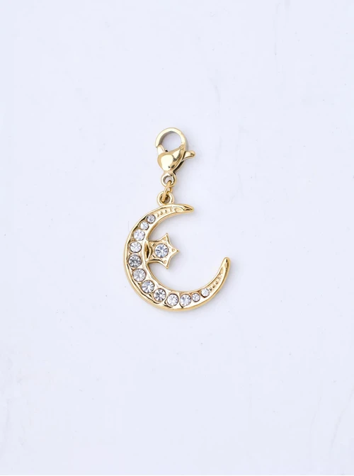 Zawieszka, charms księżyc, gwiazda, stal pozłacana, SC11409Z00