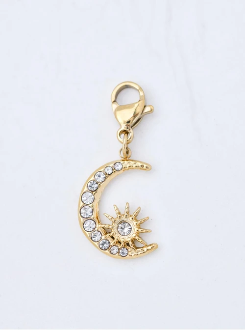 Zawieszka, charms księżyc, słońce, stal pozłacana, SC11410Z00