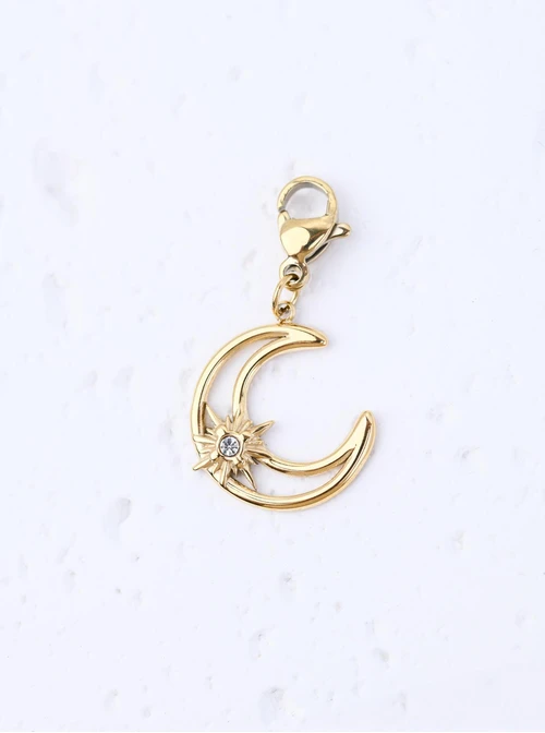 Zawieszka, charms księżyc, stal pozłacana SC11405Z00