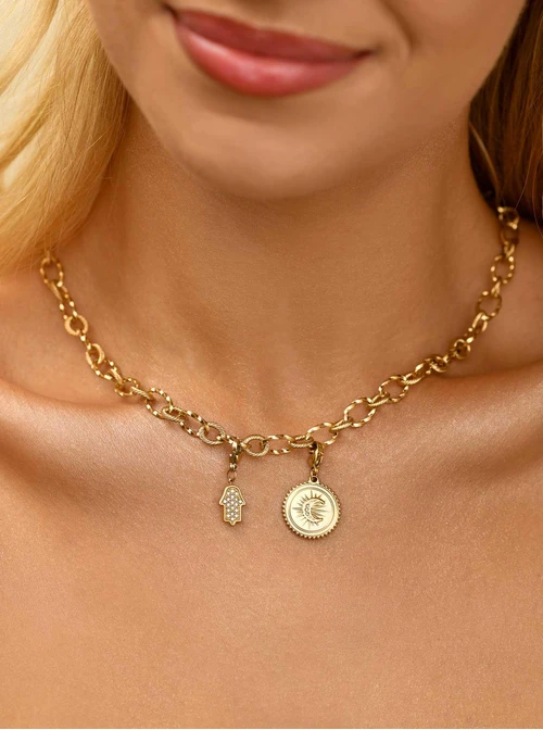 Zawieszka, charms księżyc, stal pozłacana SC11408Z00