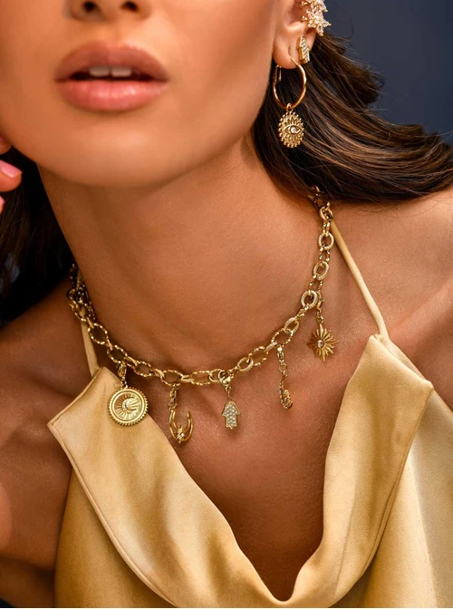 Zawieszka, charms księżyc, stal pozłacana SC11408Z00