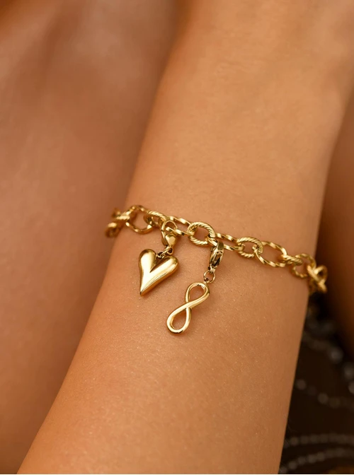 Zawieszka, charms nieskończoność, stal pozłacana SC11411Z00