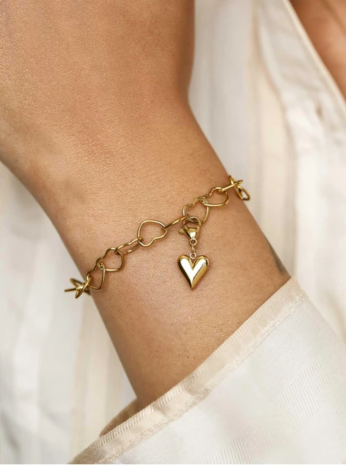 Zawieszka, charms serce, stal pozłacana SC11399Z00