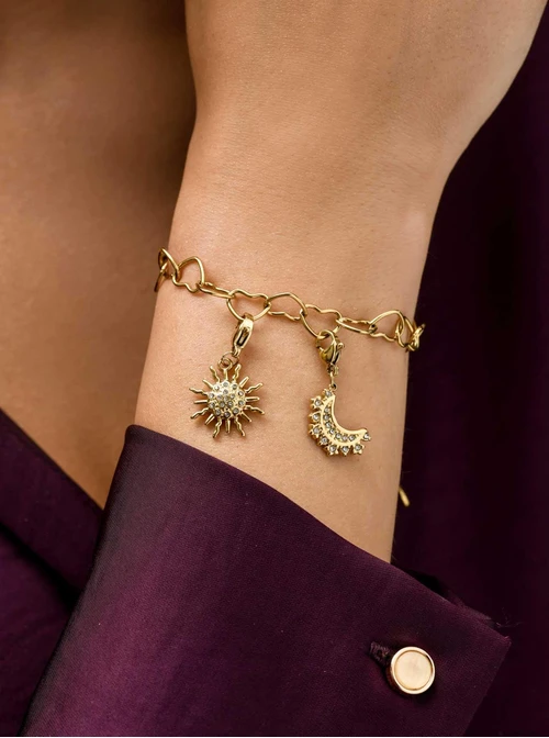 Zawieszka, charms, słońce, stal pozłacana SC11403Z00