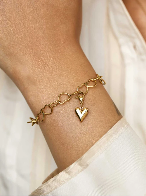 Zawieszka, charms serce, stal pozłacana SC11399Z00