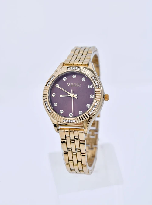 Zegarek Vezzi, brązowa tarcza, kolor złoty S510831Z00