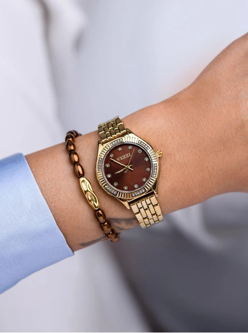 Zegarek Vezzi, brązowa tarcza, kolor złoty S510831Z00