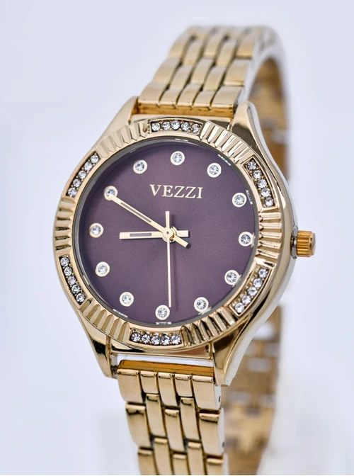 Zegarek Vezzi, brązowa tarcza, kolor złoty S510831Z00