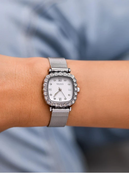 Zegarek Vezzi, kryształki, kolor srebrny S510811S00