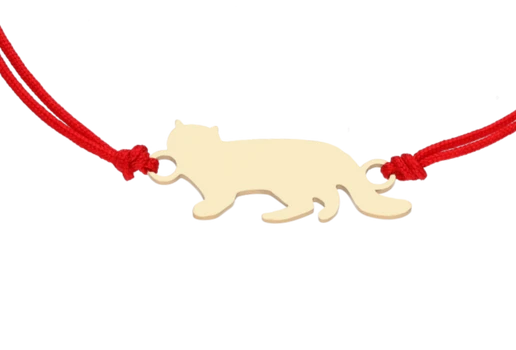Bransoletka grawer, kotek, czerwony, złoty S108077Z-03