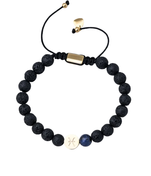 Bransoletka znak zodiaku Ryby, Sodalit, stal pozłacana S110517Z00