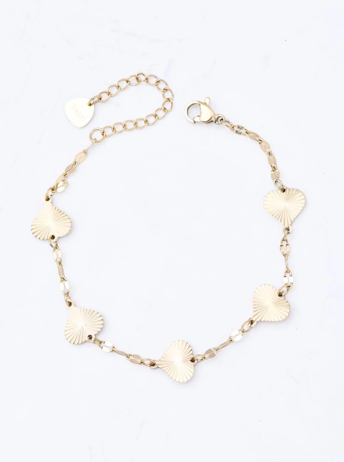 Bransoletka frezowane serduszka, stal pozłacana S111853Z00