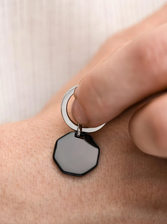 Brelok męski, czarny, stal KR10554M01