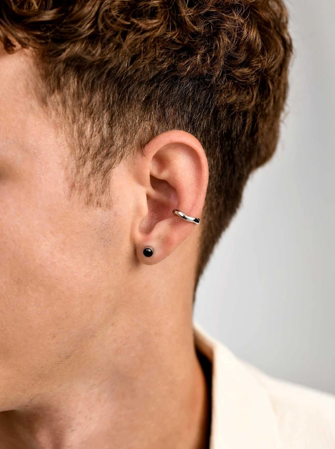 Kolczyki męskie czarne kryształki, stal, S210522S01