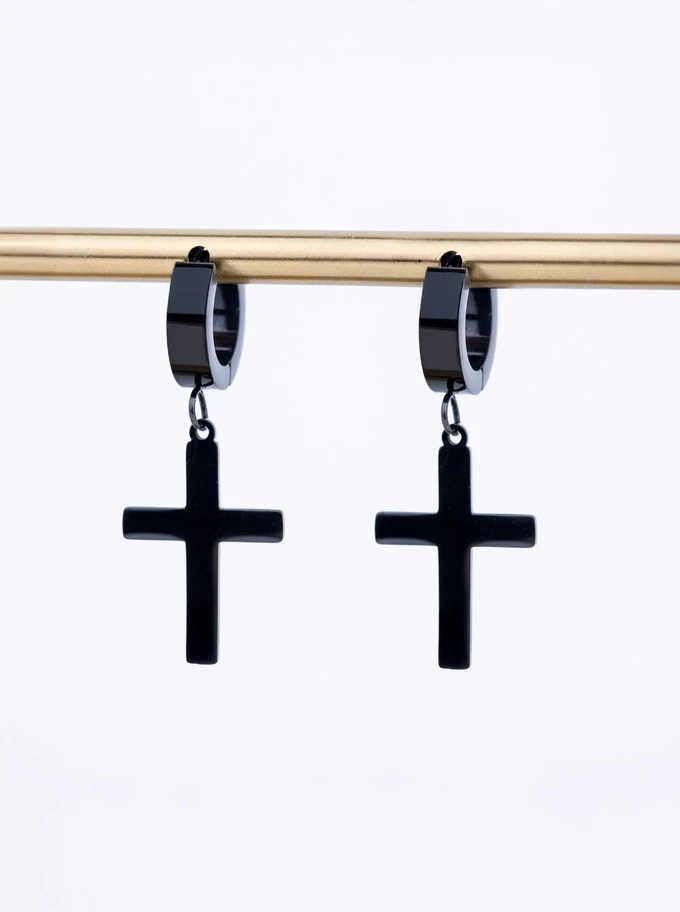 Kolczyki męskie krzyżyki, stal  S210526M01