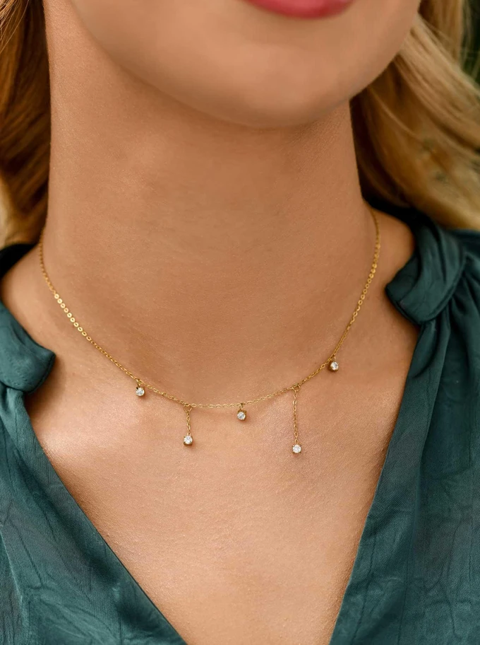 Naszyjnik z kryształkami, stal pozłacana S311627Z00