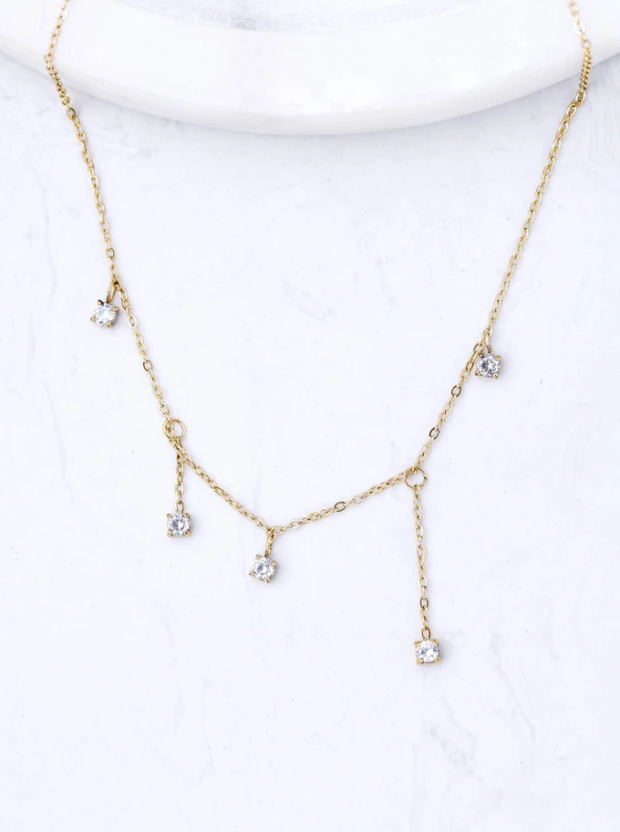 Naszyjnik z kryształkami, stal pozłacana S311627Z00