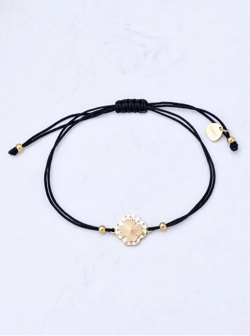 Bransoletka koniczynka z kryształkami, stal pozłacana S111861Z01