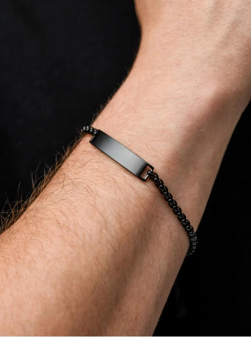 Bransoletka męska, czarna, stal S110505M01