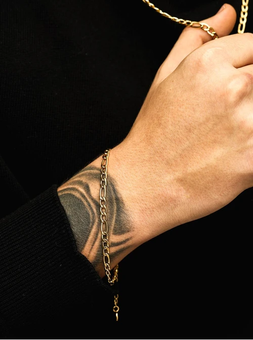 Bransoletka męska, łańcuch, stal pozłacana S110504Z00