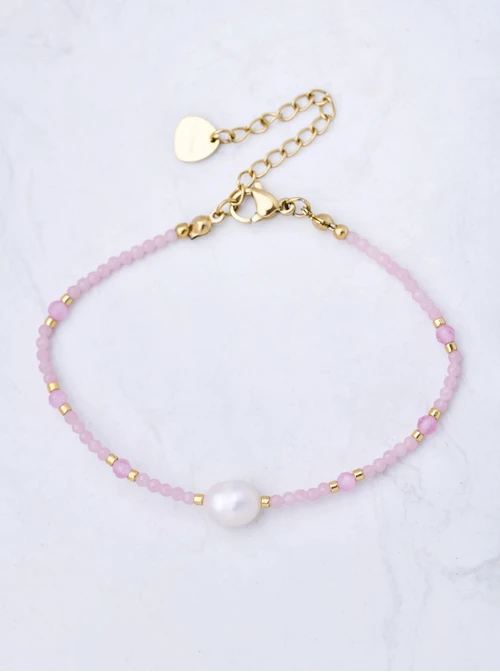 Bransoletka perełka, Kocie Oko, stal pozłacana S111790Z00