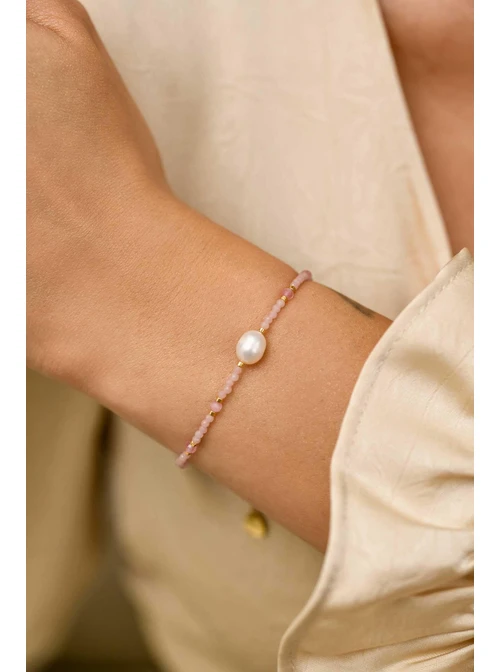 Bransoletka perełka, Kocie Oko, stal pozłacana S111790Z00