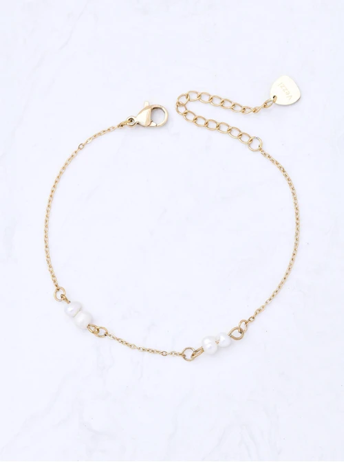 Bransoletka perełki, stal pozłacana S111595Z00