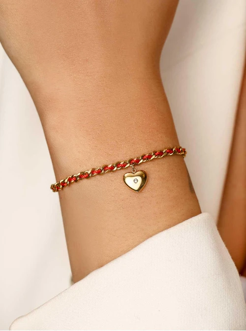 Bransoletka serduszko, stal pozłacana S112461Z00