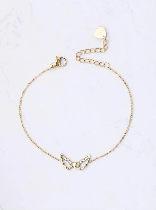 Bransoletka skrzydła, serduszko, stal pozłacana S111681Z00