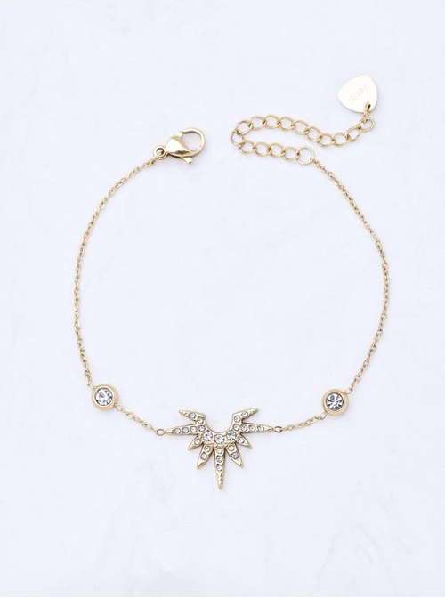 Bransoletka słońce z kryształkami, stal pozłacana S111588Z00