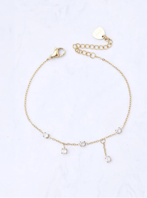 Bransoletka z kryształkami, stal pozłacana S111628Z00