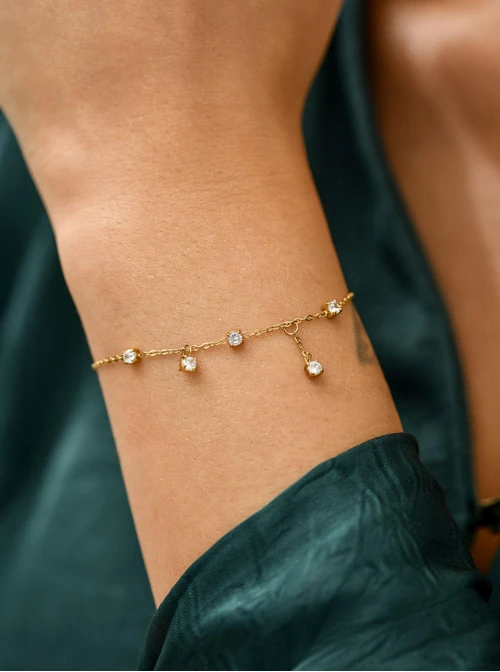 Bransoletka z kryształkami, stal pozłacana S111628Z00