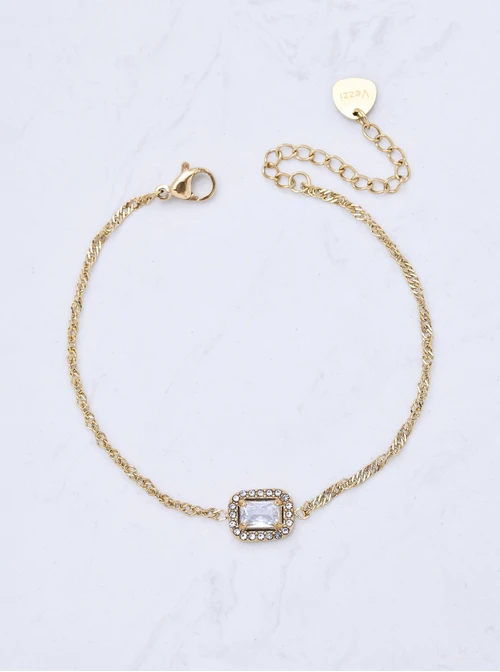 Bransoletka z kryształkiem, stal pozłacana S111641Z00