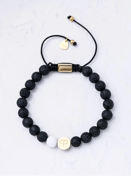 Bransoletka znak zodiaku Baran, Howlit, stal pozłacana S110516Z00