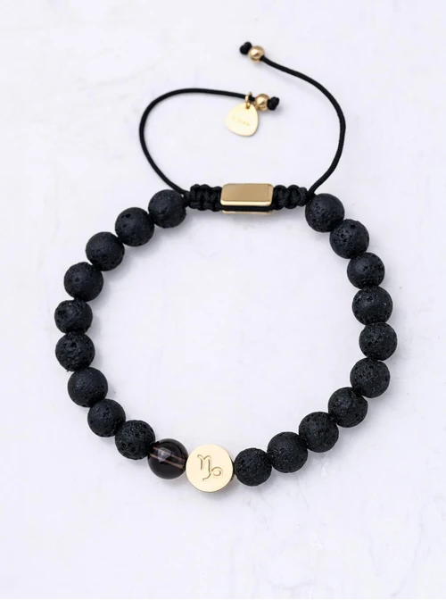 Bransoletka znak zodiaku Koziorożec, Kwarc, stal pozłacana S110519Z00