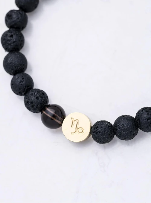 Bransoletka znak zodiaku Koziorożec, Kwarc, stal pozłacana S110519Z00