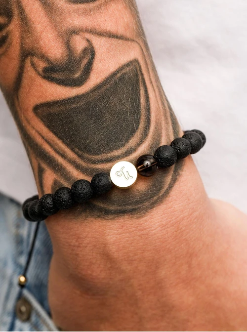 Bransoletka znak zodiaku Koziorożec, Kwarc, stal pozłacana S110519Z00