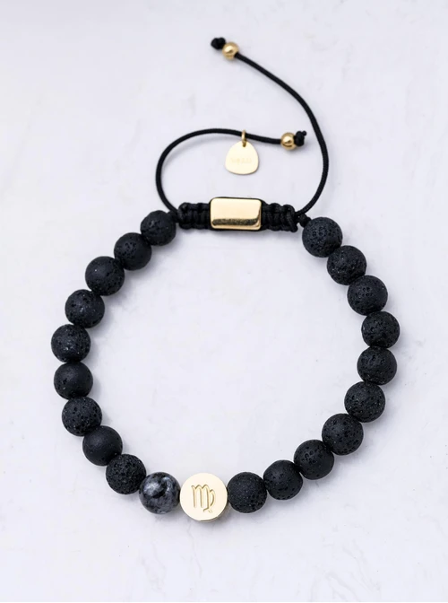 Bransoletka znak zodiaku Panna, Labradoryt, stal pozłacana S110520Z00