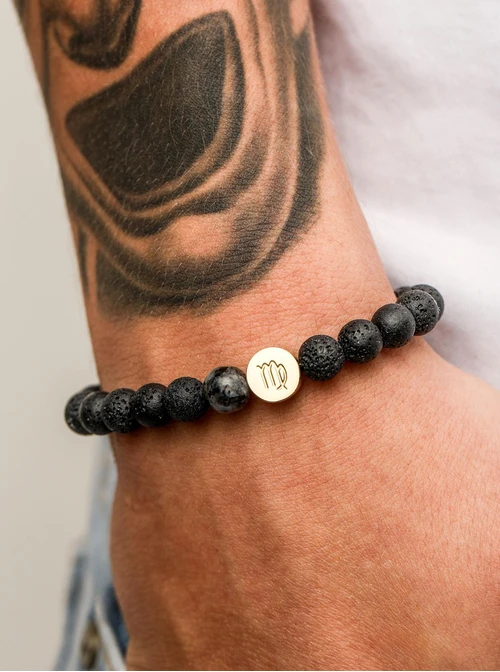 Bransoletka znak zodiaku Panna, Labradoryt, stal pozłacana S110520Z00