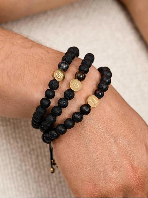 Bransoletka znak zodiaku Panna, Labradoryt, stal pozłacana S110520Z00