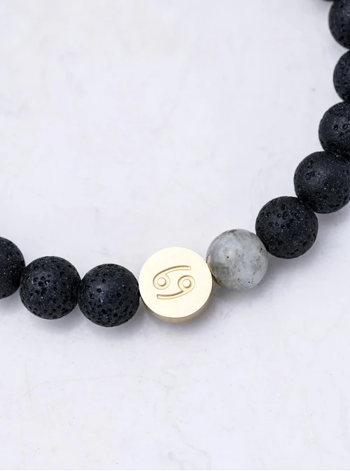 Bransoletka znak zodiaku Rak, Labradoryt, stal pozłacana S110514Z00