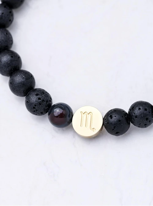 Bransoletka znak zodiaku Skorpion, Agat, stal pozłacana S110510Z00