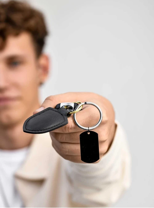 Brelok Męski Czarny, stal  KR10553M01