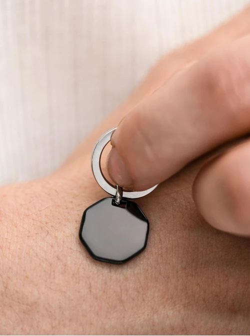 Brelok męski, czarny, stal KR10554M01