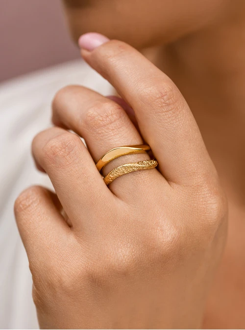 Pierścionek nieregularny kształt, stal pozłacana S411706Z00