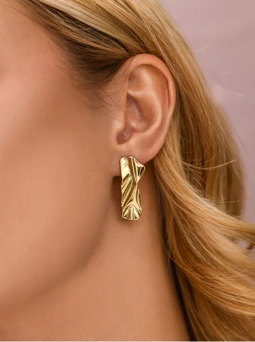 Kolczyki gniecione, stal pozłacana S211978Z00