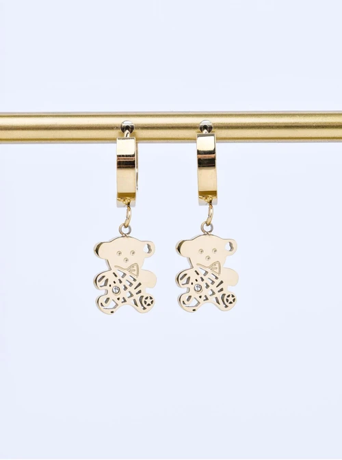 Kolczyki Miś, stal pozłacana S211771Z00