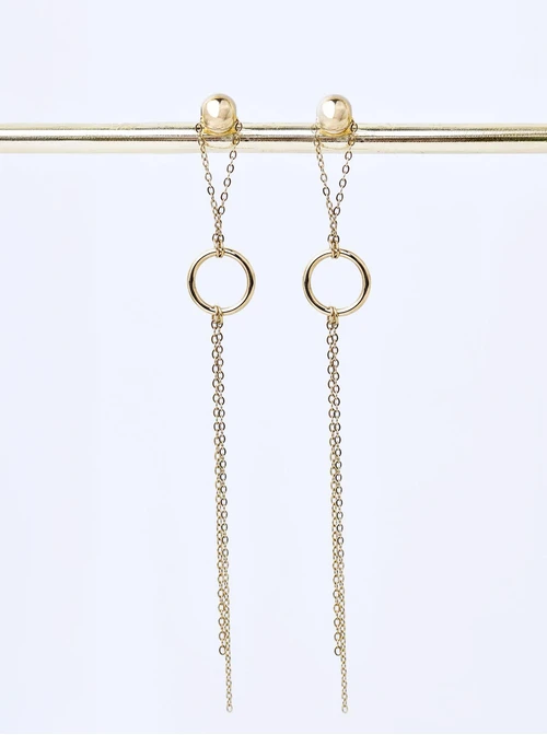 Kolczyki długie, kuleczki, stal pozłacana S211659Z00